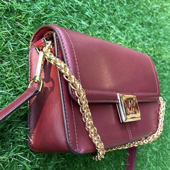 Michael Kors Sonia Medium Leather Shoulder Bag Merlot - Picture 2 of 16